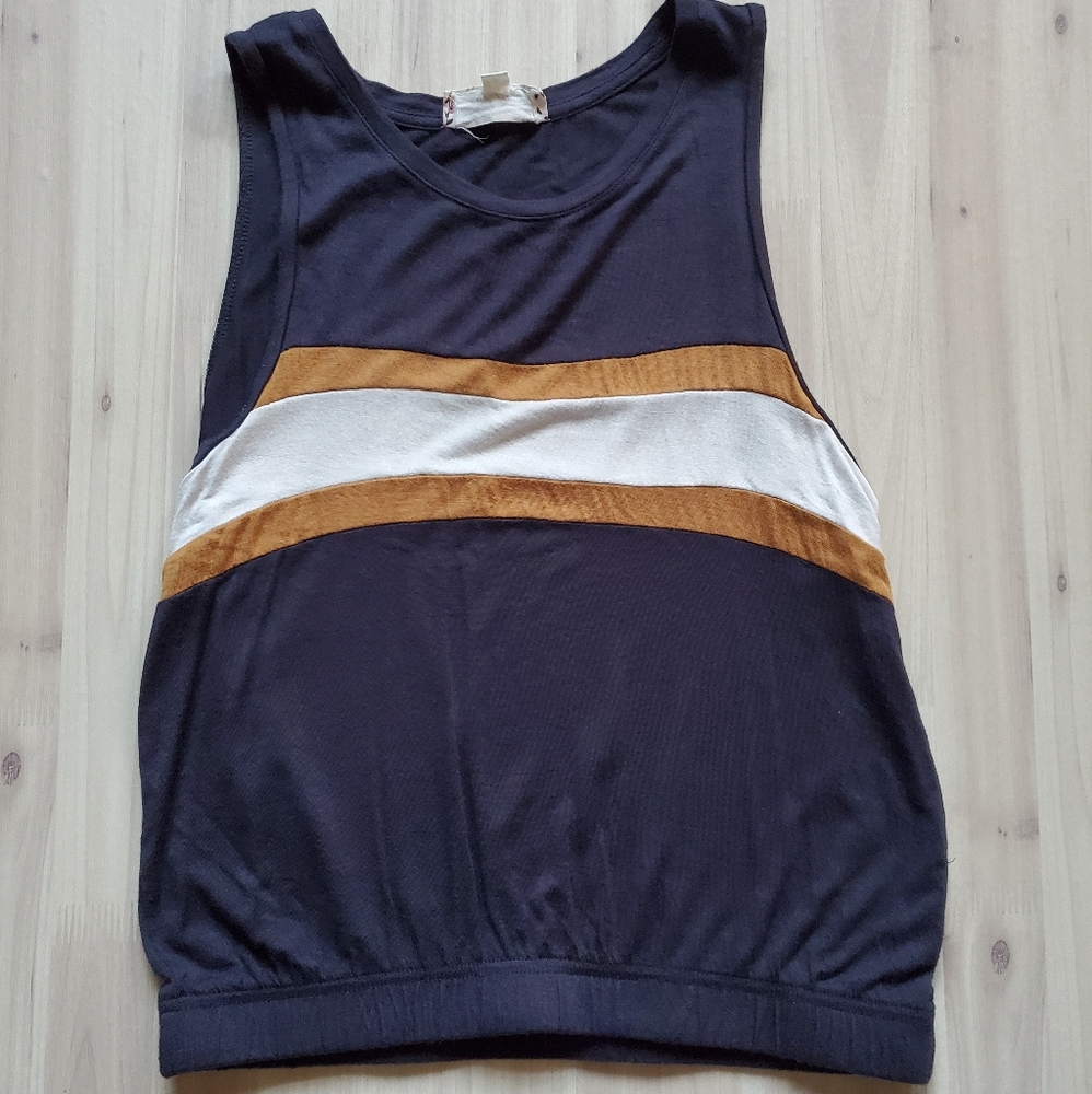 Pink Rose Navy Mustard and White Tank
